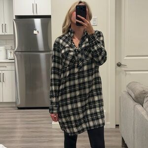 J. Crew Black and White Plaid Tunic Shirt